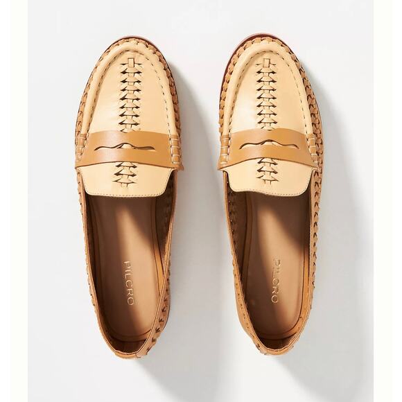 Anthropologie Pilcro Woven Leather Loafers Brown US 7 - Picture 2 of 12